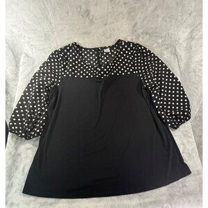 Espresso Blouse Women's XL Petite black and White Polka Dot top NWT